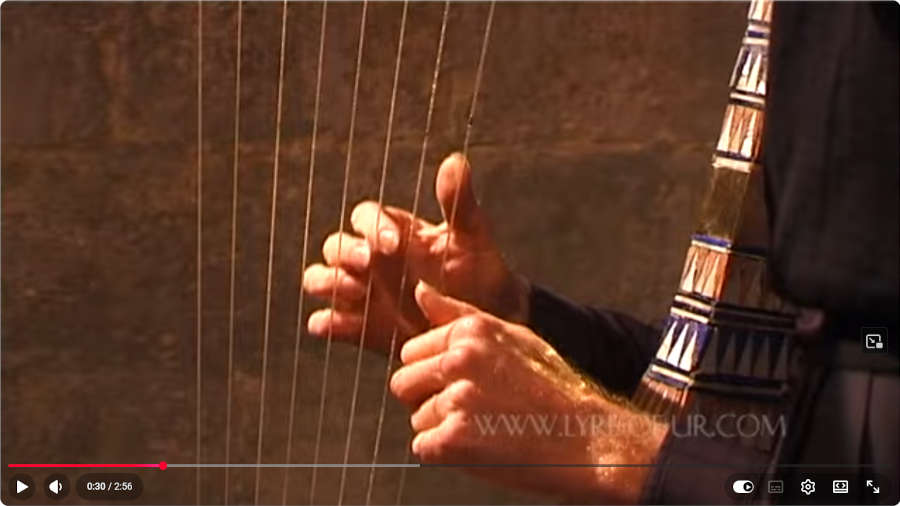 Duo 4500-year-old reproduction lyre & pipes